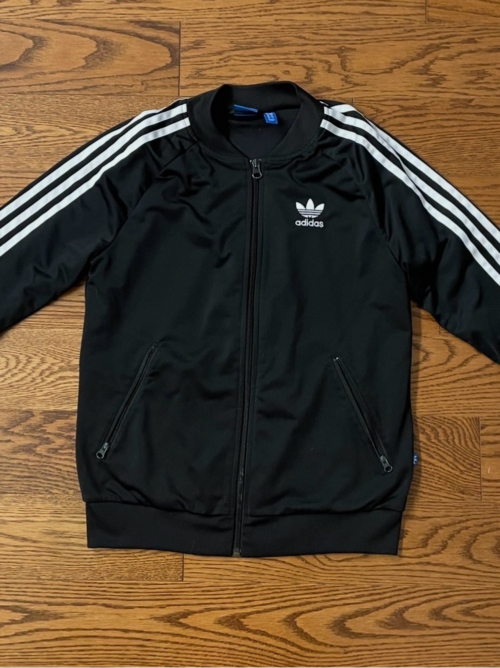 adidas Black Track Jacket with White Three-Stripes